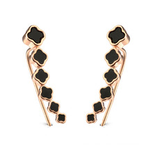 New Arrival Cheap Fancy four leaf clover black shell stud earring